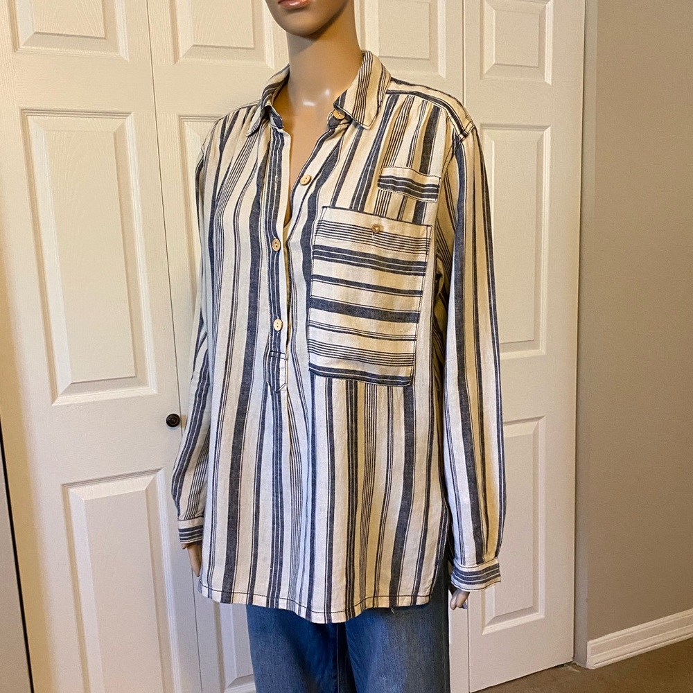 Free People Linen Shirt XS - Picture 6 of 10